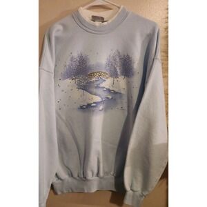Vintage 90s Crewneck Sweatshirt XLarge‎ Morning Sun Grandma Cottagecore Winter